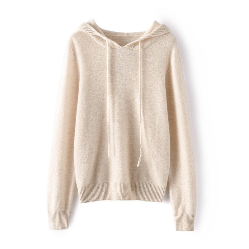 Women's Cashmere Hoodie Sweater Long Sleeve Cashmere Hooded Cashmere Sweater - slipintosoft