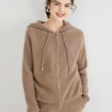 Women's Cashmere Hoodies with Zipper Knitted Cashmere Cardigans - slipintosoft