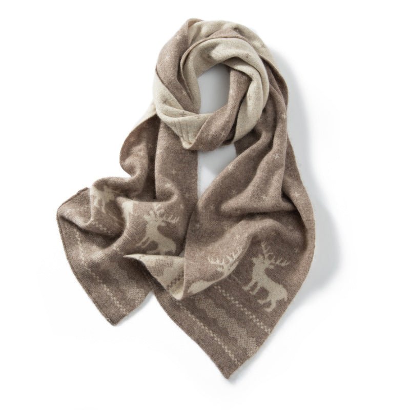 Womens Cashmere Scarf Christmas Deer Cashmere Wrap Scarves Holiday Gifts