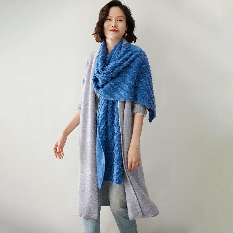 Women's Cashmere Shawl with Tassels Solid Cashmere Scarf