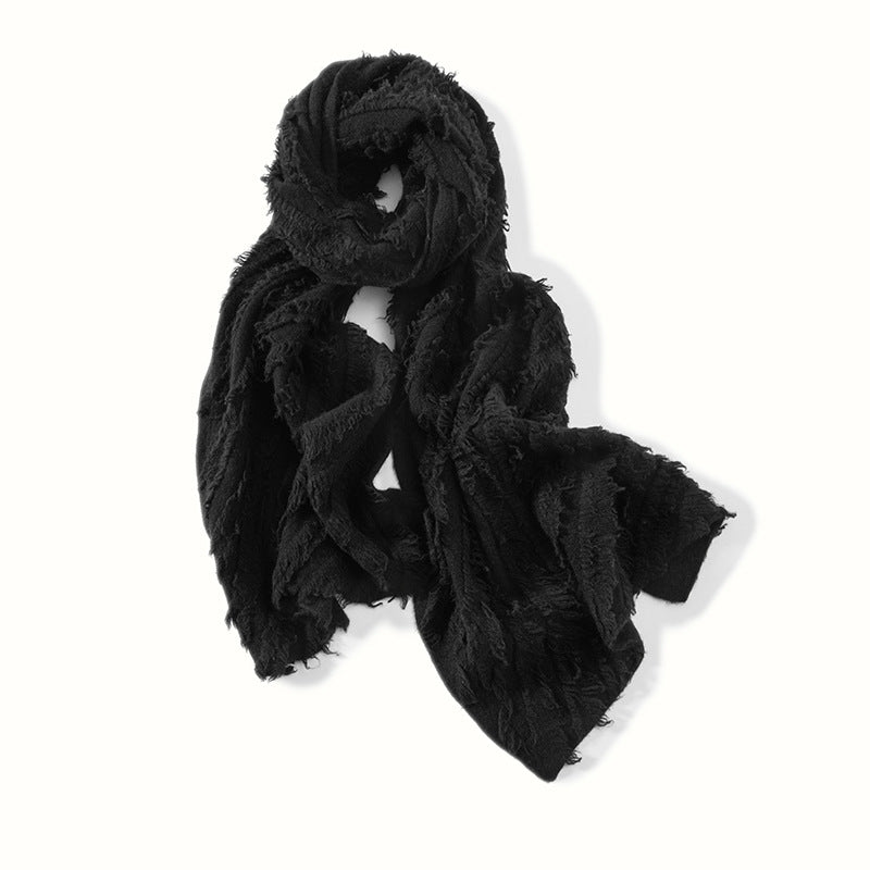 Women's Cashmere Shawl with Tassels Solid Cashmere Scarf