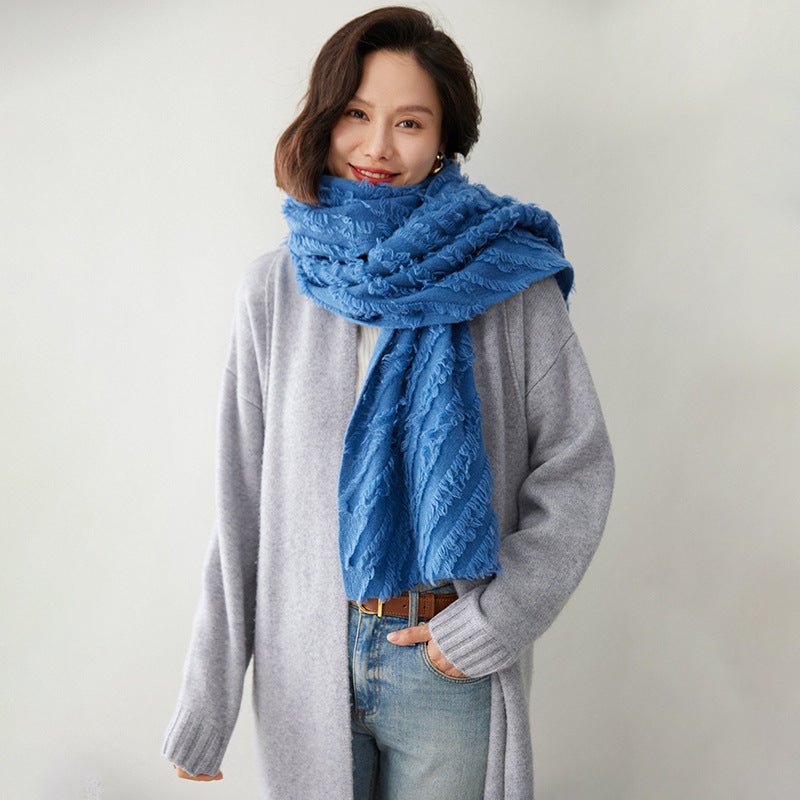 Women's Cashmere Shawl with Tassels Solid Cashmere Scarf