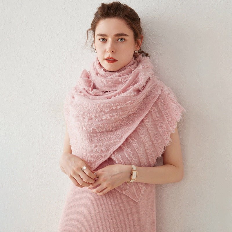 Women's Cashmere Shawl with Tassels Solid Cashmere Scarf