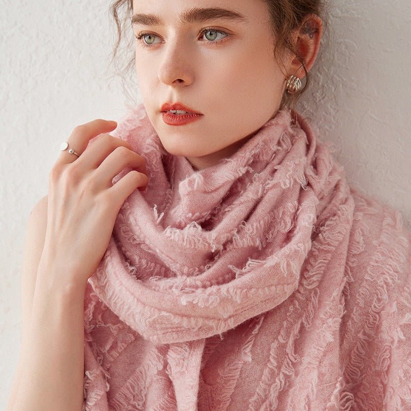 Women's Cashmere Shawl With Tassels Solid Cashmere Scarf