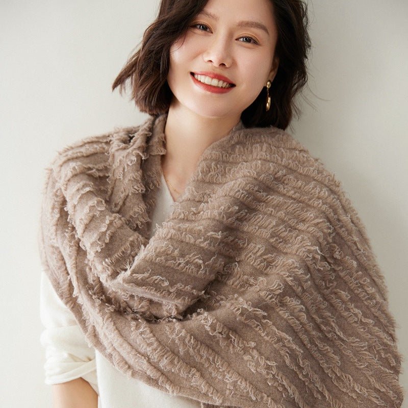 Women's Cashmere Shawl With Tassels Solid Cashmere Scarf