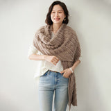 Women's Cashmere Shawl with Tassels Solid Cashmere Scarf