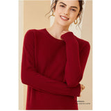 Womens Cashmere Crew Neck Sweater Long Sleeves Pullover Cashmere Tops