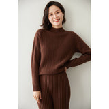 Women's Chic Half Turtleneck Cashmere Sweater Knitted Cashmere Pullover - slipintosoft