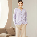 Women's Classic 100% Cashmere Button-Down Crewneck Cardigan - slipintosoft