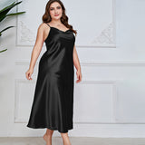 Women's Cowl Neck Plus Size Silk Nightgown Silk Slip Dress