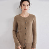 Womens Crew Neck Cashmere Cardigan Button Down Cashmere Sweater Coat