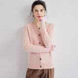 Womens Crew Neck Cashmere Cardigan Button Down Cashmere Sweater Coat