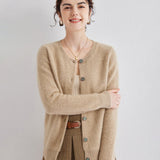 Womens Crew Neck Cashmere Cardigan Button Down Cashmere Sweater Coat