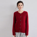 Womens Crew Neck Cashmere Cardigan Button Down Cashmere Sweater Coat