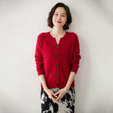 Women's Crew Neck Cashmere Cardigans Button-down Solid Cashmere Coat - slipintosoft