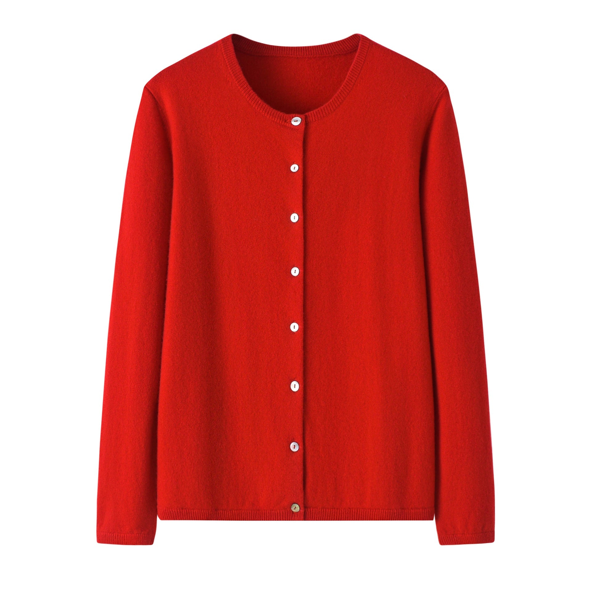 Womens Classic Crew Neck Button - Up Cashmere Cardigan Cashmere Coat