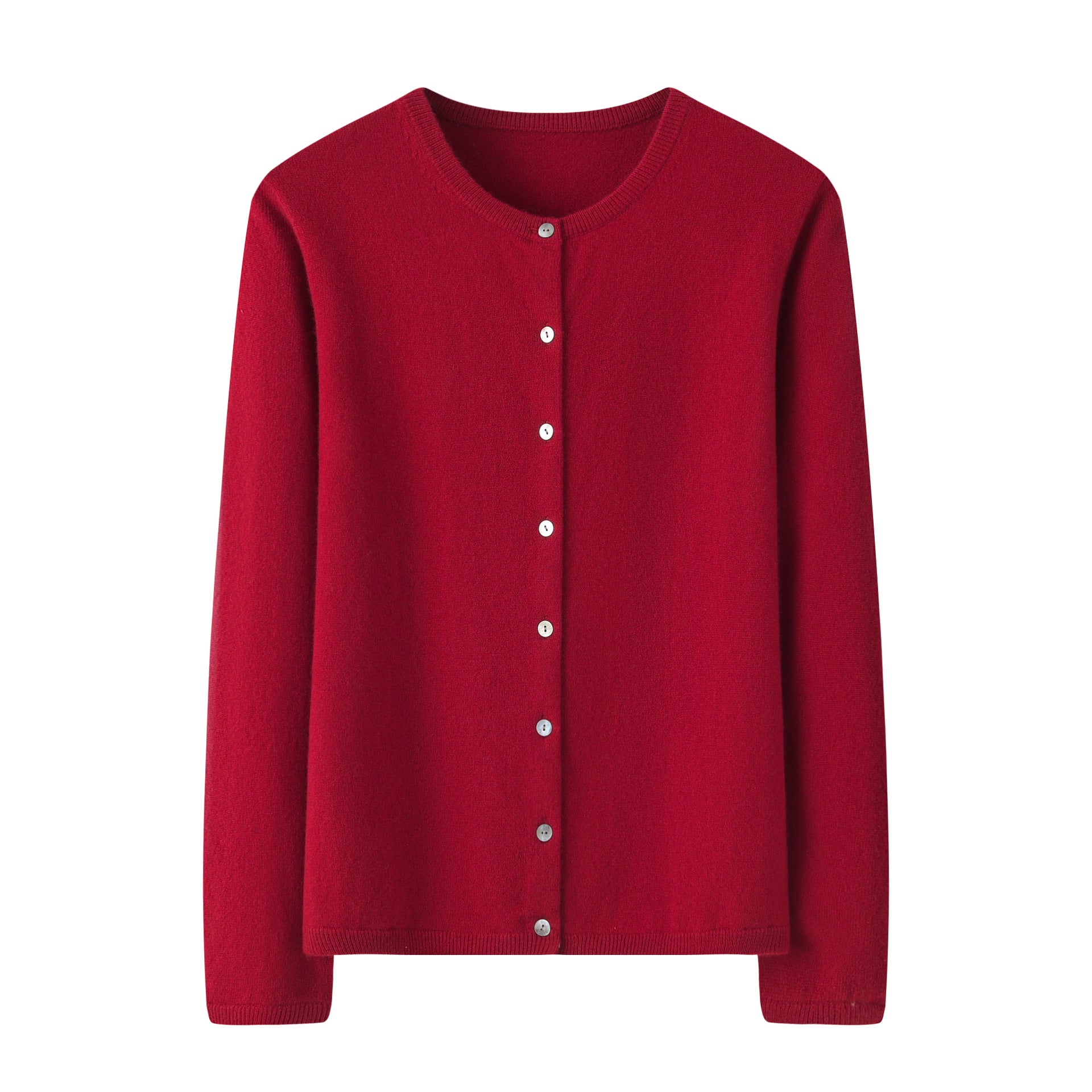 Womens Classic Crew Neck Button - Up Cashmere Cardigan Cashmere Coat