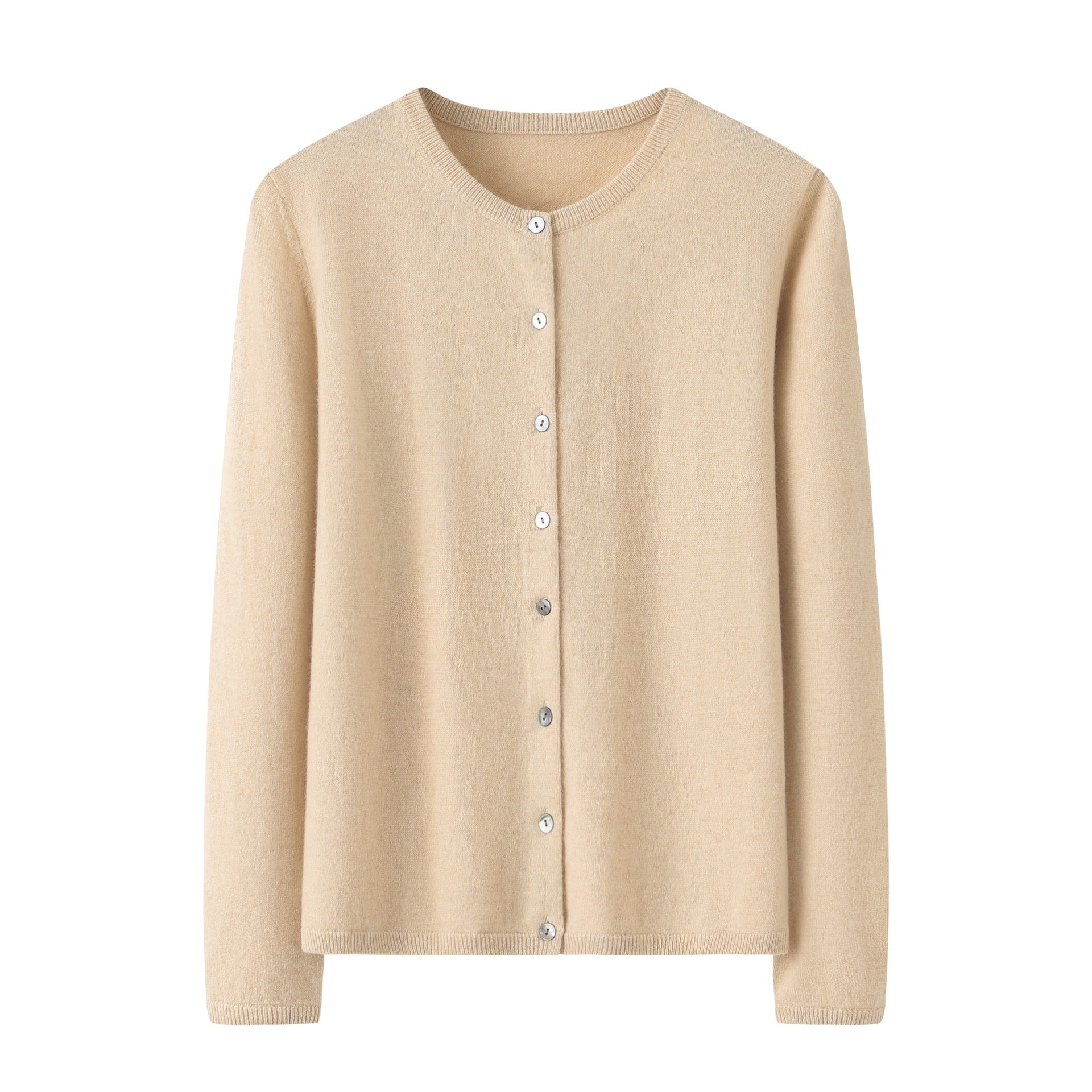 Womens Classic Crew Neck Button - Up Cashmere Cardigan Cashmere Coat