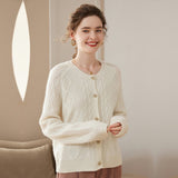 Womens Crew Neck Cashmere Cardigan Solid Button - up Pullover Sweater