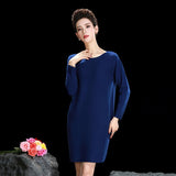 Womens Cashmere Knit Midi Dress Long Sleeve Boat Neck Cashmere Dress