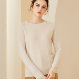 Womens Minimalist Crewneck Long Sleeve Cashmere Sweater Tops