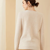 Womens Minimalist Crewneck Long Sleeve Cashmere Sweater Tops