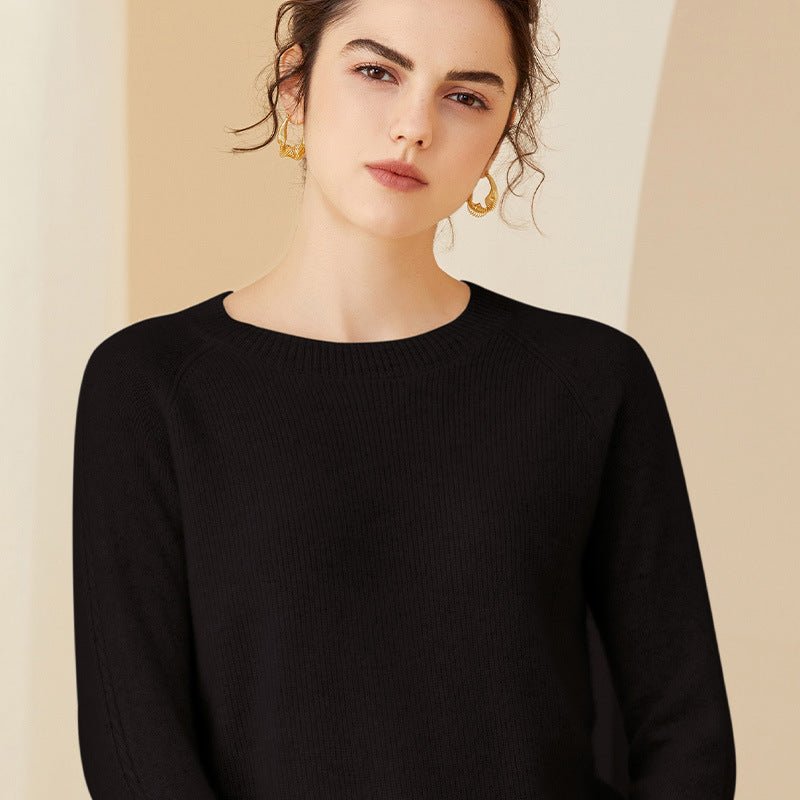 Womens Minimalist Crewneck Long Sleeve Cashmere Sweater Tops