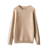 Womens Minimalist Crewneck Long Sleeve Cashmere Sweater Tops