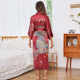 women's Flower Silk Kimono Robes Floral Printing  100% Silk Kimono