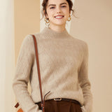 Women's Half Turtleneck Cashmere Sweater Relaxed Fit Cashmere Pullover - slipintosoft