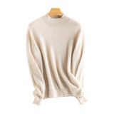 Womens Mock Neck Pure Cashmere Sweater Jacquard Cashmere Pullover