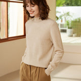 Womens Mock Neck Pure Cashmere Sweater Jacquard Cashmere Pullover