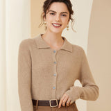 Womens Ribbed Knit Cashmere Cardigan Point Collar Lapel Cashmere Coat