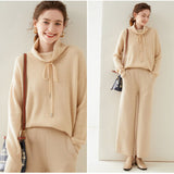 Womens Cashmere Turtleneck Sweater With Drawstring Cashmere Hoodie