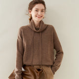 Womens Cashmere Turtleneck Sweater With Drawstring Cashmere Hoodie