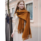 Women's Luxurious Cashmere Shawl and Wraps Large Soft Cashmere Scarf with Tassel - slipintosoft