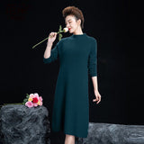 Womens Cashmere Knit Midi Dress Long Sleeve Mock Neck Cashmere Dress