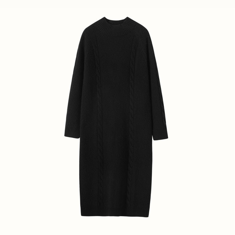 Women's Mock Neck Cashmere Midi Dress Basic Long Sleeve Knitted Dresses - slipintosoft