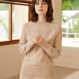 Womens Mock Neck Cashmere Sweater Cable - Knitted Cashmere Pullover