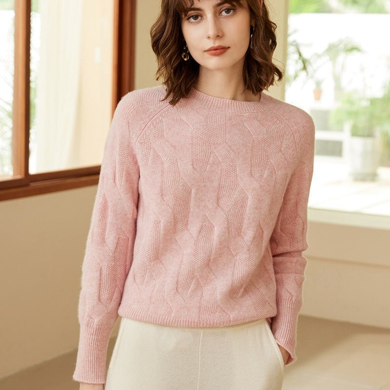 Womens Mock Neck Cashmere Sweater Cable - Knitted Cashmere Pullover