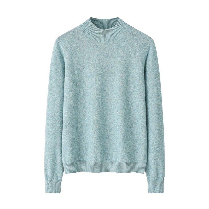 Womens Mock Neck Cashmere Sweater Long Sleeve Cashmere Knit Pullover Blue XS