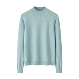 Womens Mock Neck Cashmere Sweater Long Sleeve Cashmere Knit Pullover Blue XS