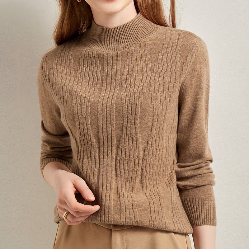 Womens Mock Neck Cashmere Sweater Long Sleeve Cashmere Pullover