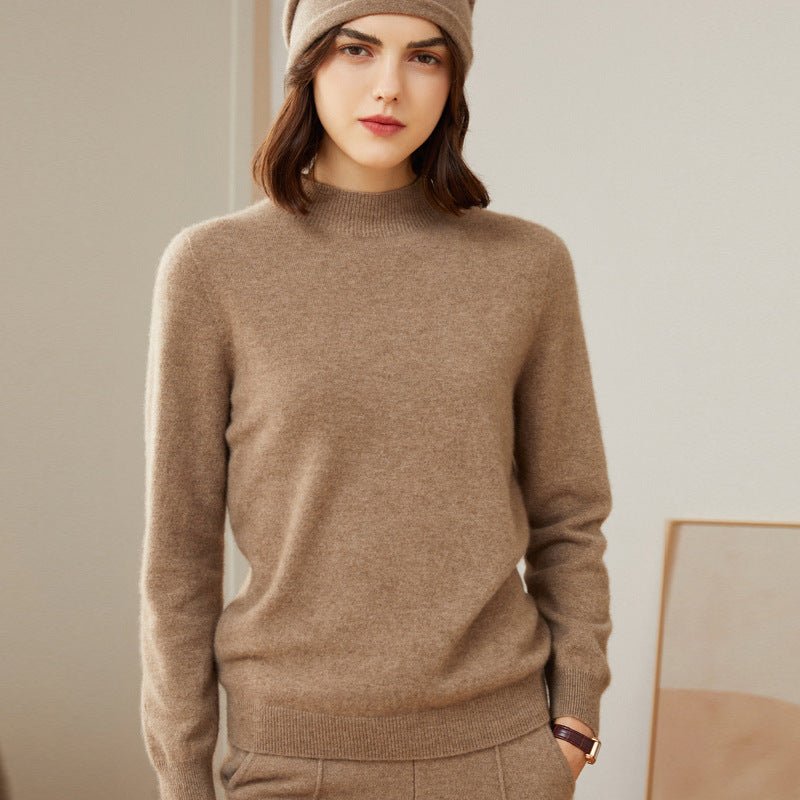 Womens Mock Neck Cashmere Sweater Long Sleeve Cashmere Pullover Tops