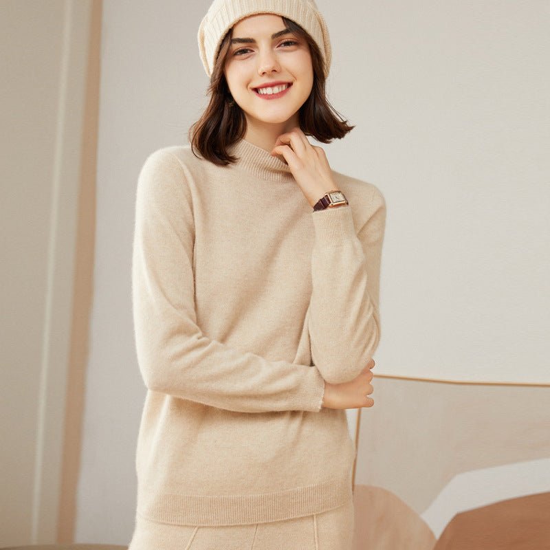 Womens Mock Neck Cashmere Sweater Long Sleeve Cashmere Pullover Tops