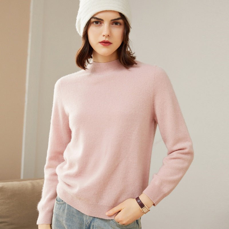 Womens Mock Neck Cashmere Sweater Long Sleeve Cashmere Pullover Tops