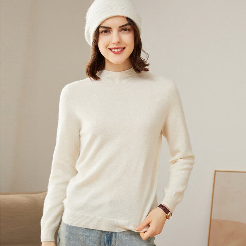 Womens Mock Neck Cashmere Sweater Long Sleeve Cashmere Pullover Tops