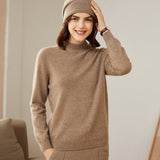 Womens Mock Neck Cashmere Sweater Long Sleeve Cashmere Pullover Tops