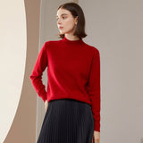 Womens Mock Neck Cashmere Sweater Knitted Cashmere Pullover