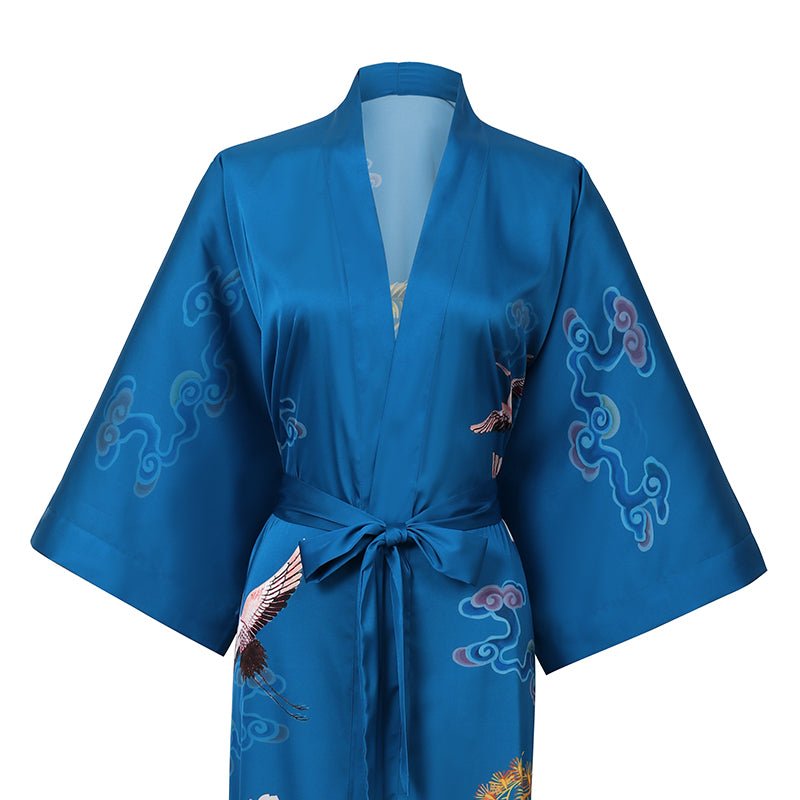 Phoenix And Crane Silk Kimono Robe Oriental Inspired Silk Kimono